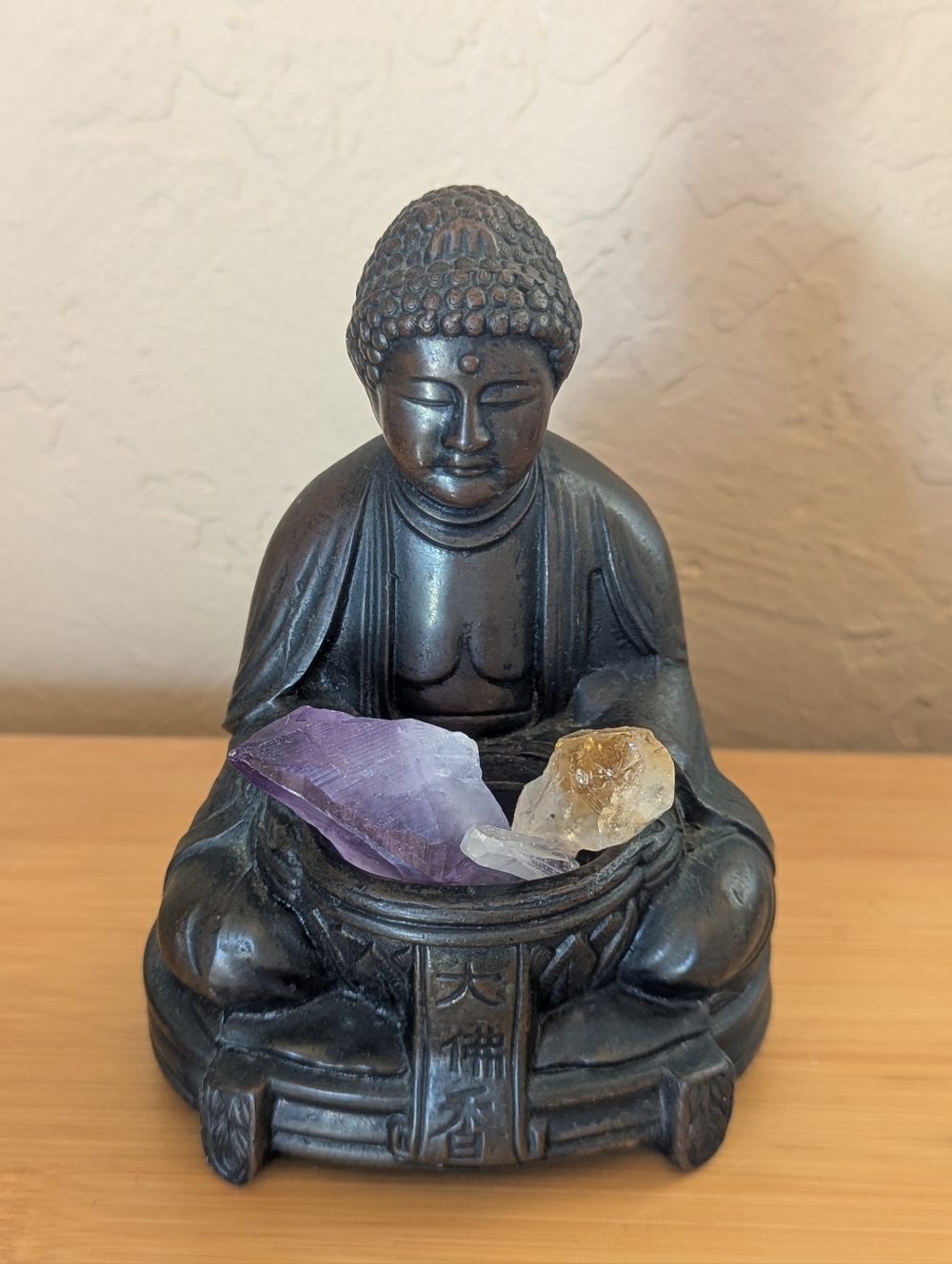 4.5" Buddha Statue Cast Iron Japan Made Candle Holder Meditation Altar Spiritual